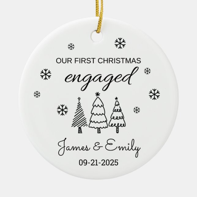 Engagerad julprydnad, första jul julgransprydnad keramik (Framsidan)