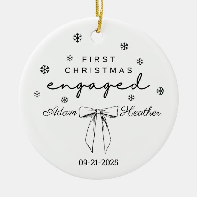 Engagerad julprydnad, första jul julgransprydnad keramik (Framsidan)