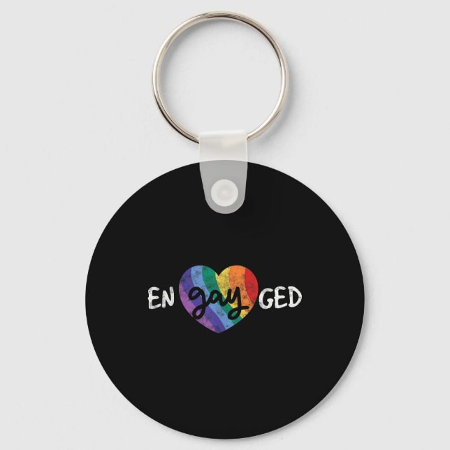 Engagerad Lgbt Bröllopsfest Speningsfest Gay Eng Nyckelring (Framsida)