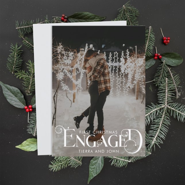 Engagerad Minimalistisk Rolig Typografi Foto Julkort (Skapare uppladdad)