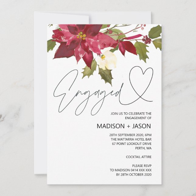 Engagerad vinterjul-Förlovningsfest Inbjudningar (Framsida)