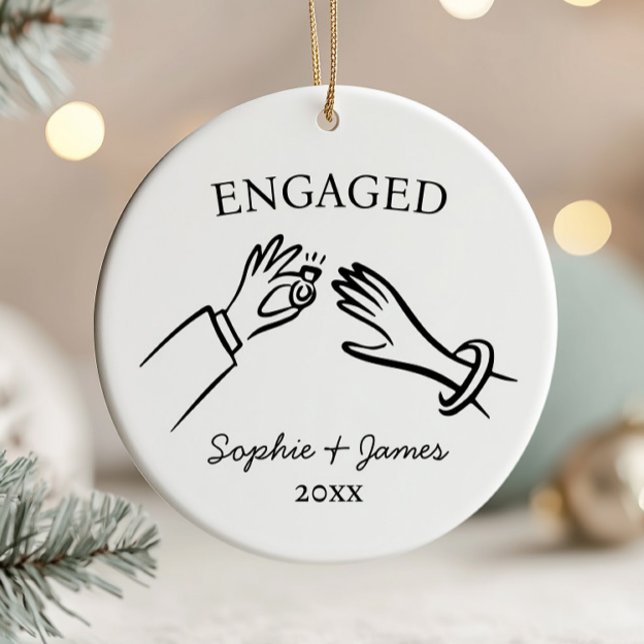 Engagerad Whimsical Hand plockade Förlovning-jul Julgransprydnad Keramik (Skapare uppladdad)