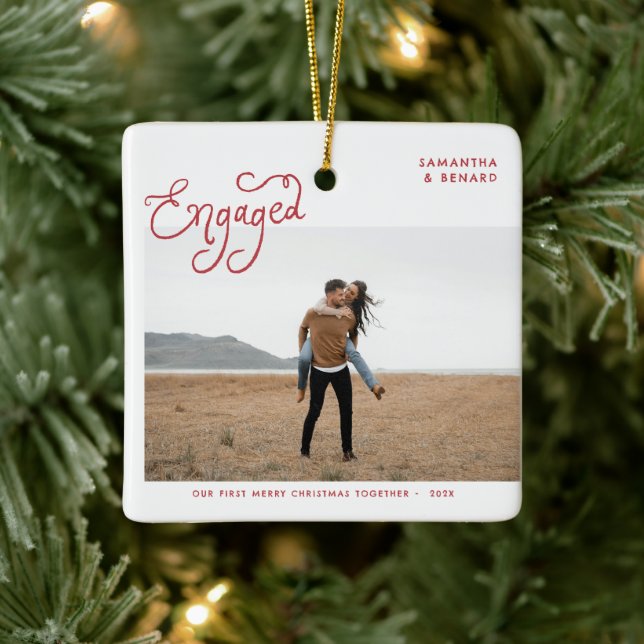  Engagerade par Foto Whimsical  Julgransprydnad Keramik (Träd)