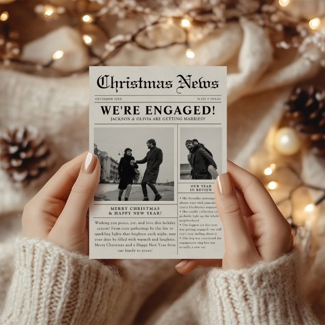 Engagerat julfoto för nyhetsblad julkort (Skapare uppladdad)