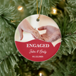 Engagerat - lägg till ditt namn, ditt födelsedag o julgransprydnad keramik