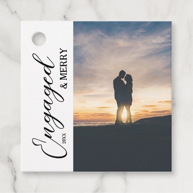 Engagerat och merry par Photo Gåvor Etiketter (Framsida)