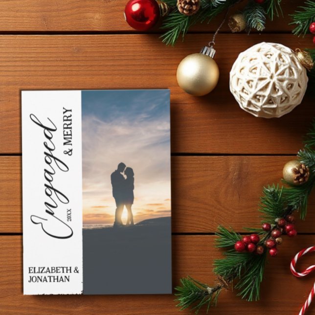 Engagerat och merry par Photo Julkort (Skapare uppladdad)