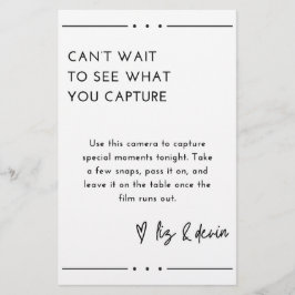 Engångsskylt för kamera Bord Brevpapper
