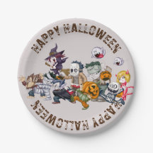 Engångstallrik i papper för Halloween