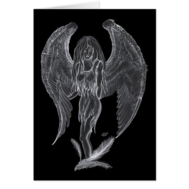 Engel Bleistiftzeichnung Black and white Design Hälsningskort (Framsidan)