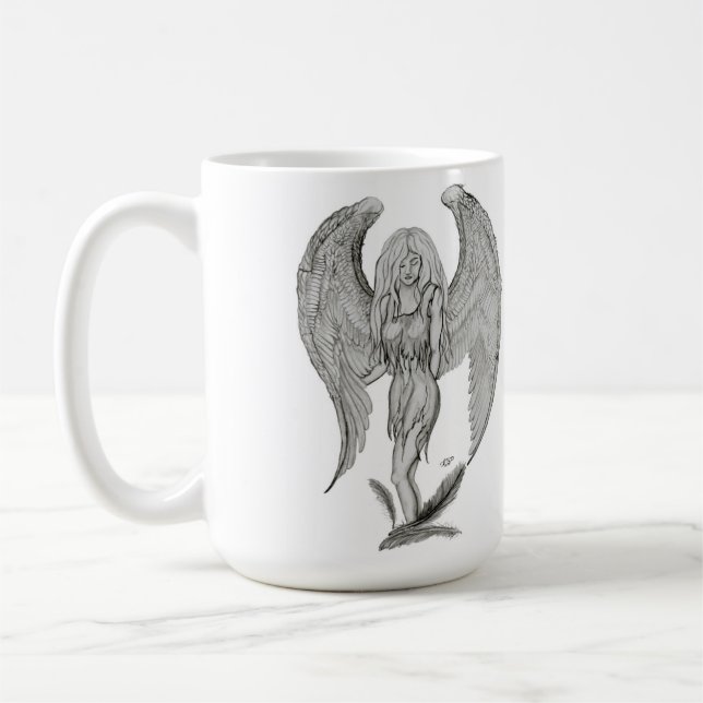 Engel Bleistiftzeichnung Black and white Design Kaffemugg (Vänster)