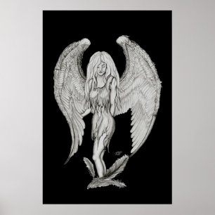 Engel - svart och vit design poster