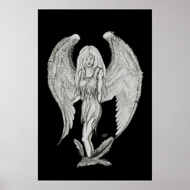 Engel - svart och vit design poster (Framsidan)