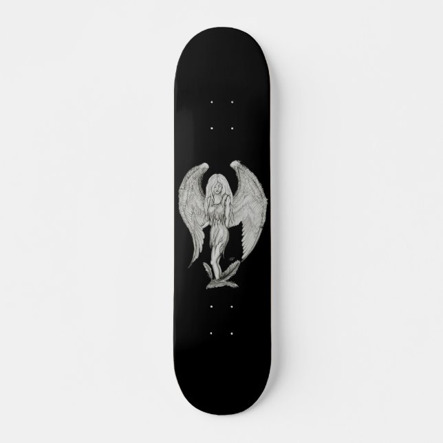 Engel - svart och vit design skateboard bräda 19,5 cm (Framsida)