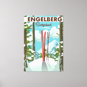 Engelberg Schweiz ski poster Canvastryck