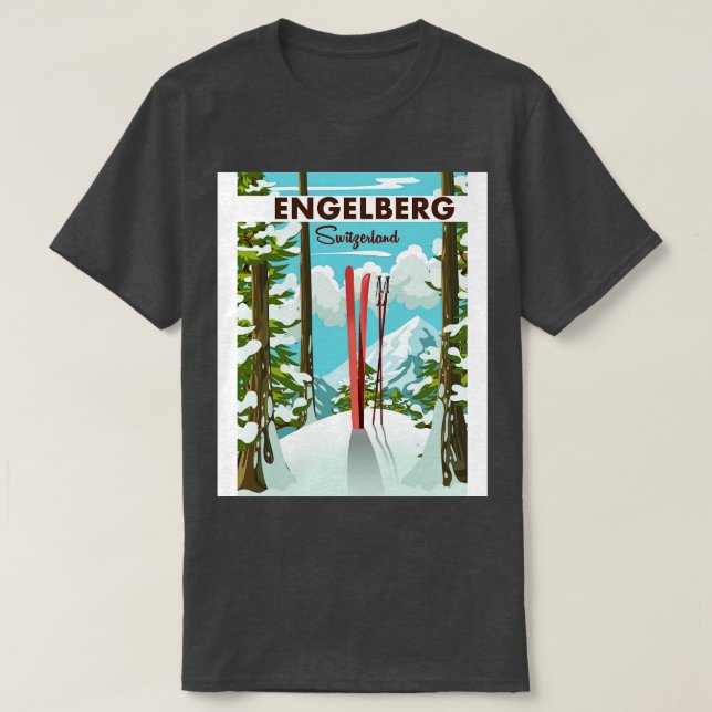 Engelberg Schweiz ski poster T Shirt (Design framsida)
