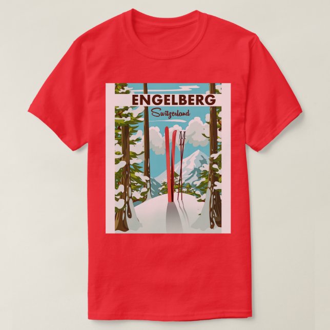 Engelberg Schweiz ski poster T Shirt (Design framsida)