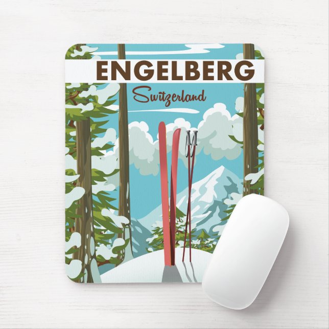 Engelberg Schweiz skidposter  Musmatta (Med mus)
