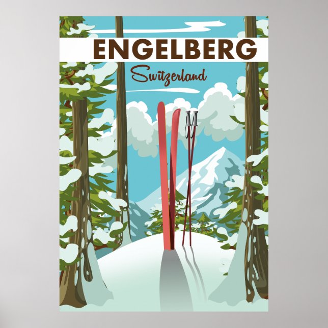 Engelberg Schweiz skidposter  Poster (Framsidan)