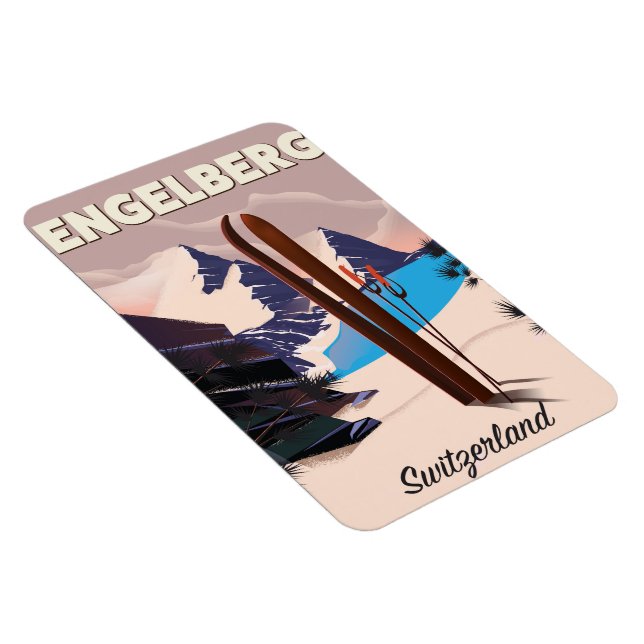 Engelberg Schweiz skidresor affisch Magnet (Högersidan)