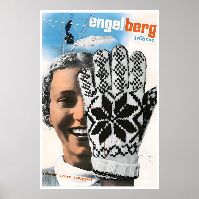 Engelberg skidposter Schweiz konst schweiziskt try Poster (Framsidan)