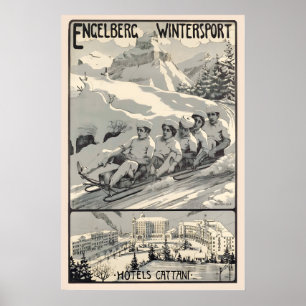 Engelberg Vintersporthotell Cattani Schweiz Poster