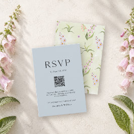 Engelsk äng botanisk bröllops-RSVP-kort med QR OSA Kort