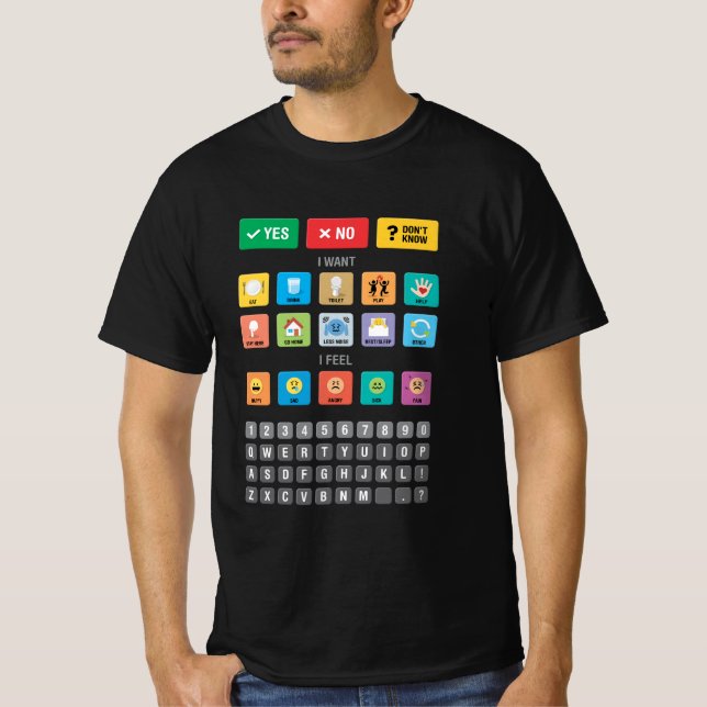 Engelsk autism AAC PECS-pekmeddelande 03 T Shirt (Framsida)