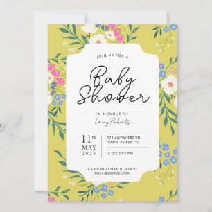 Engelsk Blommigt (Zety Lime Shock rosa) Inbjudningar