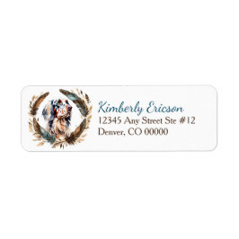 Engelsk bokstav Boho Feather Wandether Returadress Etikett