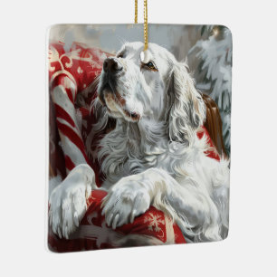 Engelsk bokstav Hund jul - helgdag Julgransprydnad Keramik