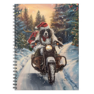 Engelsk bokstav Hund Riding Motorcykel jul Anteckningsbok