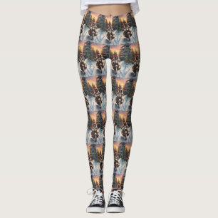 Engelsk bokstav Hund Riding Motorcykel jul Leggings