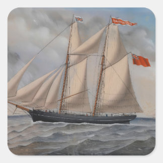 Engelsk brig "Perseverance of Fowey Fyrkantigt Klistermärke