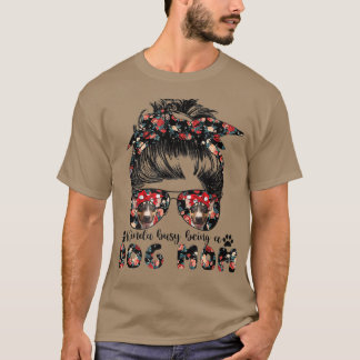 Engelsk Bull Terrier Hund Mamma Messy Bun Hair Gla T Shirt