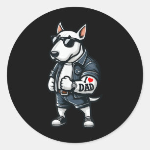 Engelsk Bull Terrier I Kärlek Pappa Rolig hund Tat Runt Klistermärke