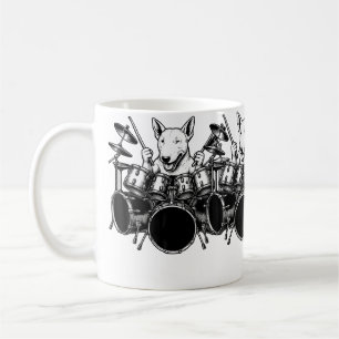 Engelsk Bull Terrier som trummar Drummer Hund Älsk Kaffemugg