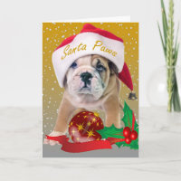 Engelsk bulldocka i Santa Hat-kort