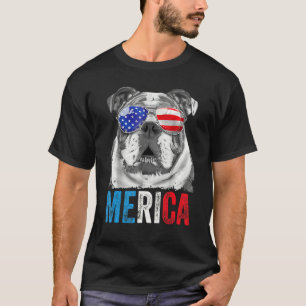 Engelsk bulldog 4:e juli Merica Manar USA flagga 1 T Shirt
