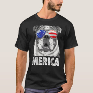 Engelsk bulldog 4:e juli Merica Manar USA flagga T Shirt
