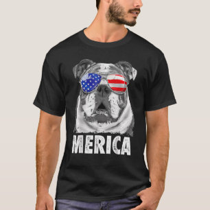 Engelsk bulldog 4:e juli Merica Manar USA flagga T Shirt
