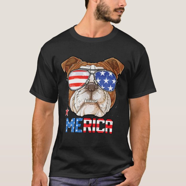 Engelsk bulldog 4:e juli Merica Manar Women Ameri T Shirt (Framsida)