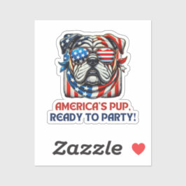 Engelsk bulldog 4:e juli Merica Sunglasses USA Klistermärken