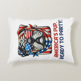 Engelsk bulldog 4:e juli Merica Sunglasses USA Prydnadskudde