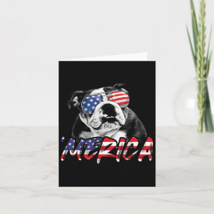 Engelsk bulldog 4 juli Amerikanska Flagga Hund Kär Kort
