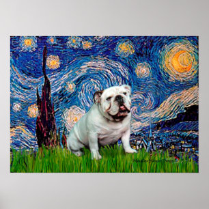 Engelsk bulldog 8 - Starry Natt Poster