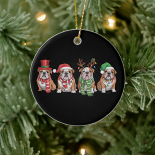 Engelsk Bulldog älskare jul hund mamma julpresent Julgransprydnad Keramik