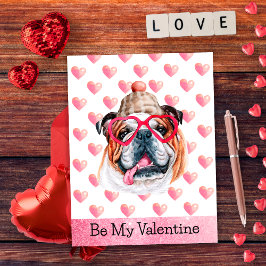 Engelsk Bulldog Be My Valentine Hund Alla Hjärtans Helg Vykort