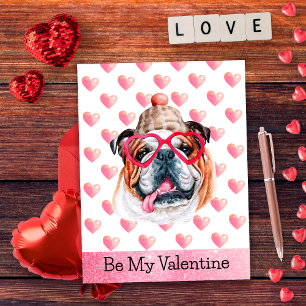 Engelsk Bulldog Be My Valentine Hund Alla Hjärtans Helg Vykort