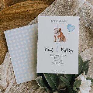 Engelsk Bulldog Birthday-inbjudan - Boy Inbjudningar